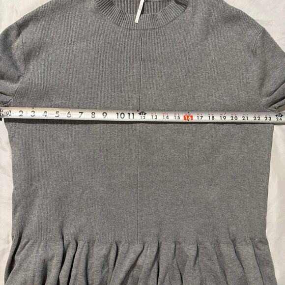 Free People Gray, Long Sleeve, Pleated, Ribbed, Sweater Dress- M - Picture 6 of 8